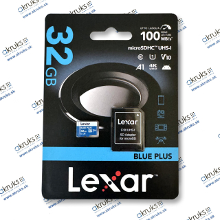 LEXAR 32GB microSDHC Class 10 UHS-I (Čítanie 100MB/s, Zápis 10MB/s + SD adaptér)